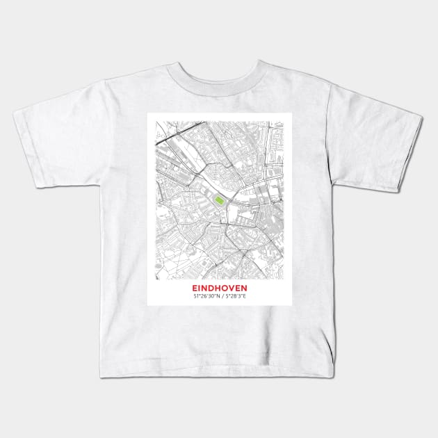 Philips Stadion Map Design Kids T-Shirt by TopFootballStadiums